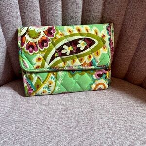 Vera Bradley Green and Pink Quilted Clutch